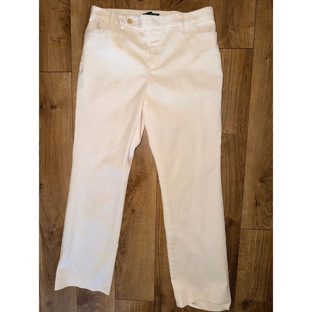 Women’s Lauren Ralph Lauren Corduroy Pants Size 10 Adelle straight leg Ivory